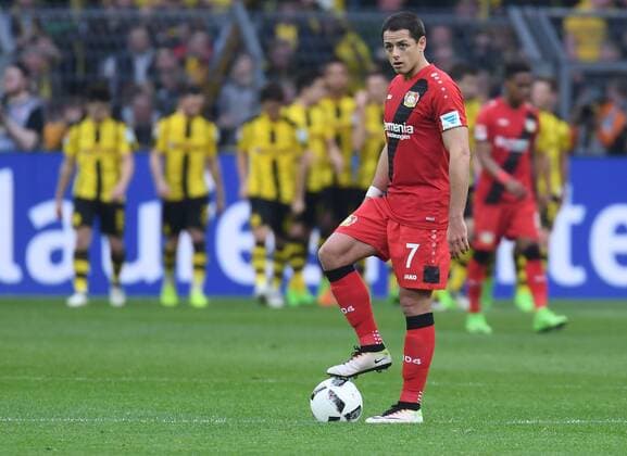 04.03.2017, xblx, Fussball 1.Bundesliga, Borussia Dortmund - Bayer 04 Leverkusen, emspor v.l. CHICHARITO Javier Hernandez (Bayer Leverkusen), enttaeuscht, enttaeuscht schauend, dissapointed Dortmund