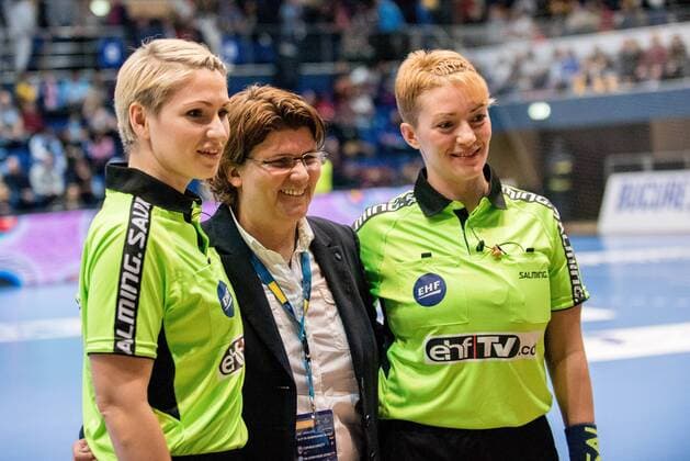 March 3, 2017: From left to right: The referee Victoriia Alpaidze, Jutta Ehrmann-Wolf the EHF delegate and The referee Tatyana Berezkina during the Woman s European Handball Federation (EHF) Champions League game between CSM Bucharest (ROU) vs RK Krim Mercator (SLO) at Polyvalent Hall in Bucharest, Romania ROU.  Copyright: xCronos CatalinxSoarex Cronoscs3Mar201766822
