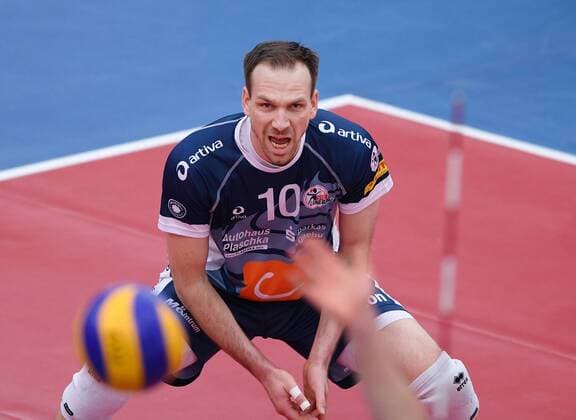 Volleyball 1. Bundesliga Saison 2016 2017 05.03.2017 TV Rottenburg - SVG Lueneburg Matthias Pompe (SVG Lueneburg) 