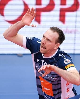 Volleyball 1. Bundesliga Saison 2016 2017 05.03.2017 TV Rottenburg - SVG Lueneburg JUBEL Matthias Pompe (SVG Lueneburg) 