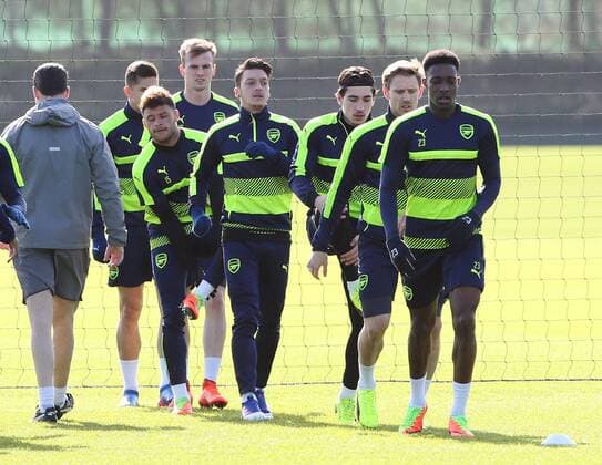 Arsenal s Mesut Ozil during training at London Colney, London. Picture date March 6th, 2017 Pic David Klein Sportimage EDITORIAL USE ONLY. No use with unauthorised audio, video, data, fixture lists, club league logos or live services. Online in-match use limited to 120 images, no video emulation. No use in betting, games or single club league player publications.