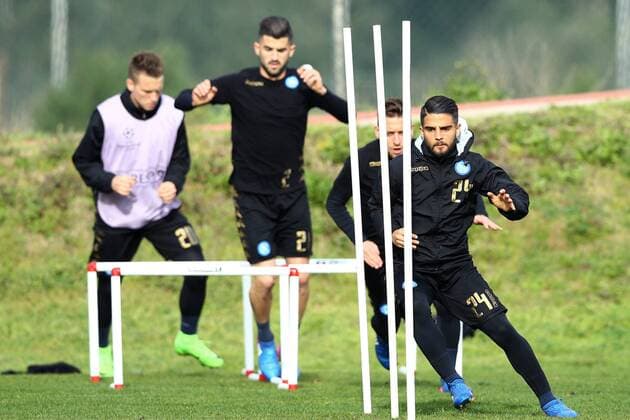 March 6, 2017 - Naples, Italy - Uefa Champions League: training session in view of the Round of 16 2nd leg match vs Real Madrid Lorenzo Insigne and Emanuele Giaccherini at Castelvolturno Center in Naples, Italy on March 6, 2017. Champions League: Napoli training  - ZUMAn230 20170306_zaa_n230_130 Copyright: xMatteoxCiambellix