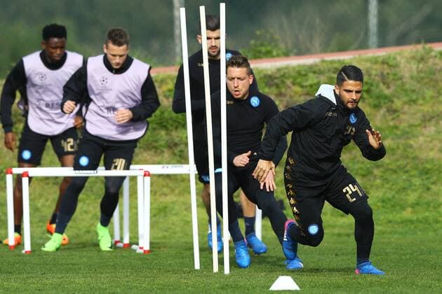 March 6, 2017 - Naples, Italy - Uefa Champions League: training session in view of the Round of 16 2nd leg match vs Real Madrid Lorenzo Insigne and Emanuele Giaccherini at Castelvolturno Center in Naples, Italy on March 6, 2017. Champions League: Napoli training  - ZUMAn230 20170306_zaa_n230_132 Copyright: xMatteoxCiambellix