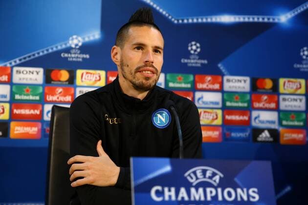 March 6, 2017 - Naples, Italy - Napoli s midfielder from Slovakia Marek Hamsik attends a press conference PK Pressekonferenz on the eve of the Champions League football match Napoli vs Real Madrid on March 6, 2017 at the Castel Nuovo training camp in Naples. Napoli Training and Press Conference  - ZUMAn230 20170306_zaa_n230_141 Copyright: xMatteoxCiambellix