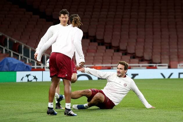 Robert Lewandowski (FC Bayern Muenchen 9) Renato Sanches (FC Bayern Muenchen 35) Mats Hummels (FC Bayern Muenchen 5), Abschlusstraining, Arsenal FC - FC Bayern Muenchen , UEFA Champions League, Achtelfinale, Fussball, 06.03.2017, London Copyright: xLangerx xEibner-Pressefotox EP_HLR