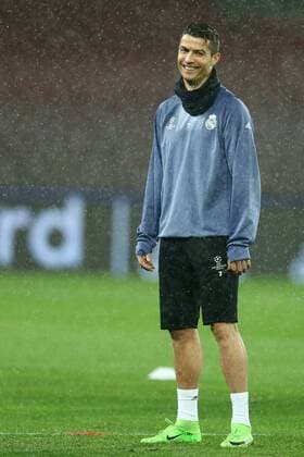 March 6, 2017 - Naples, Italy - Real Madrid s Portuguese forward Cristiano Ronaldo attends a training session under heavy rain on the eve of the Champions League football match Napoli vs Real Madrid on March 6, 2017 at the San Paolo stadium in Naples. Real Madrid Training and press conference PK Pressekonferenz  - ZUMAn230 20170306_zaa_n230_218 Copyright: xMatteoxCiambellix