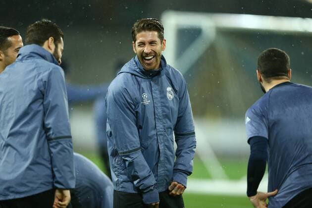 March 6, 2017 - Naples, Italy - Real Madrid s player Sergio Ramos attends a training session under heavy rain on the eve of the Champions League football match Napoli vs Real Madrid on March 6, 2017 at the San Paolo stadium in Naples. Real Madrid Training and press conference PK Pressekonferenz  - ZUMAn230 20170306_zaa_n230_206 Copyright: xMatteoxCiambellix