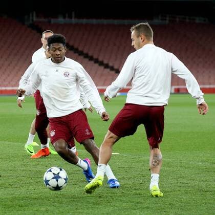 David Alaba (FC Bayern Muenchen 27) Rafinha (FC Bayern Muenchen 13), Abschlusstraining, Arsenal FC - FC Bayern Muenchen , UEFA Champions League, Achtelfinale, Fussball, 06.03.2017, London Copyright: xLanger Eibner-Pressefotox EP_HLR