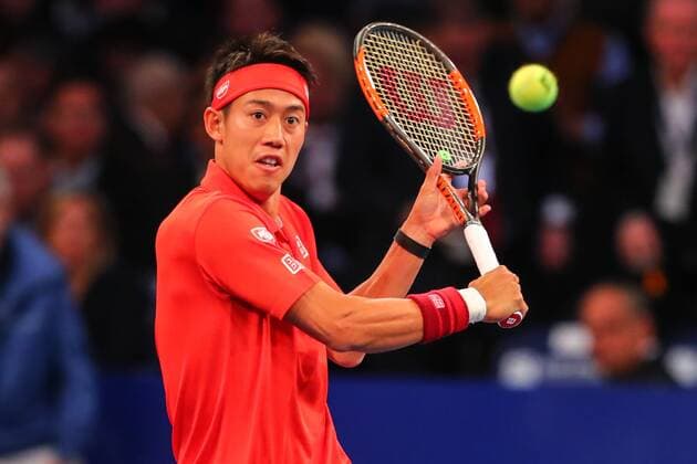 NEW YORK, NY - MARCH 06: Japan s Kei Nishikori returns during the BNP Paribas Showdown on March 6, 2017, at Madison Square Garden in New York City, NY. (Photo by Rich Graessle Icon Sportswire) TENNIS: MAR 06 BNP Paribas Showdown Icon0306171051 EDITORIAL USE ONLY