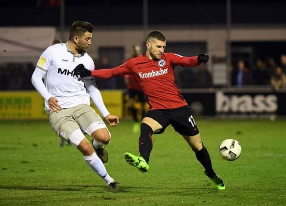 07.03.2017, xjhx, Fussball Testspiel, SC Hessen Dreieich - Eintracht Frankfurt, emspor, v.l. Denis Talijan (SC Hessen Dreieich), Ante Rebic (Eintracht Frankfurt) Dreieich