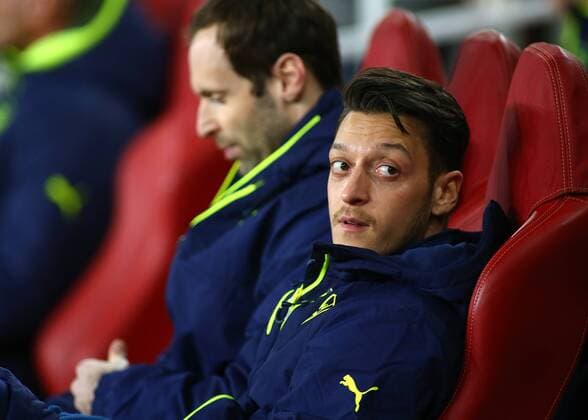 March 7th 2017, Emirates, London, England; UEFA Champions League football, Arsenal FC versus Bayern Munich; Mesut Ozil of Arsenal starts the game on the bench xMarkxKertonx  ActionPlus11854198