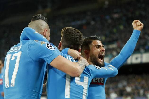 Fußball, CL, SSC Neapel - Real Madrid (L-R) Marek Hamsik of SSC Napoli,Dries Mertens of SSC Napoli, Lorenzo Insigne of SSC Napoliduring the UEFA Champions League round of 16 match between SSC Napoli and Real Madrid on March 07, 2017 at the Stadio San Paolo in Naples, Italy SSC Napoli v Real Madrid UEFA Champions League 2016 2017 xVIxxIVx 7277745