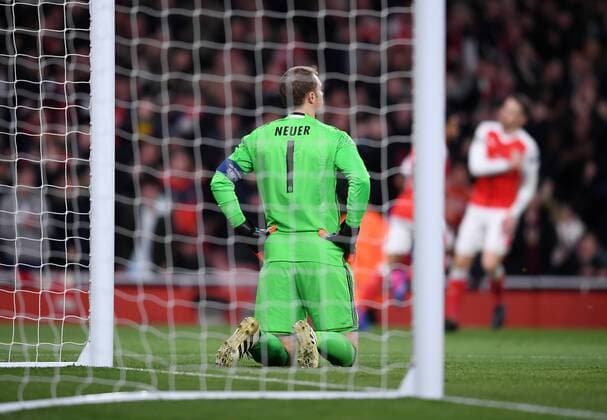 Fußball, CL, FC Arsenal - Bayern München FUSSBALL CHAMPIONS LEAGUE SAISON 2016 2017 ACHTELFINALE RUECKSPIEL Arsenal London - FC Bayern Muenchen 07.03.2017 Torwart Manuel Neuer (FC Bayern Muenchen) ist nach dem 1:0 enttaeuscht 