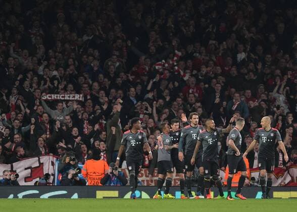 Robert Lewandowski of Bayern Munich celebrates scoring the equalising goal during the UEFA Champions League Round of 16 Game 2 match between Arsenal and Bayern Munich at the Emirates Stadium, London, England on 7 March 2017. Copyright: xVincexMignottx 14440026