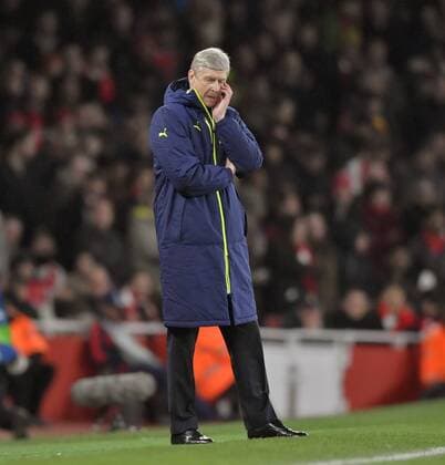 Themen der Woche - SPORT Bilder des Tages - SPORT Fußball, CL, FC Arsenal - Bayern München 07.03.2017, Fussball Champions-League 2016 2017, Achtelfinale Rückspiel, FC Arsenal London - FC Bayern München, im Emirates-Stadion London. Trainer Arsene Wenger (FC Arsenal) nachdenklich. 