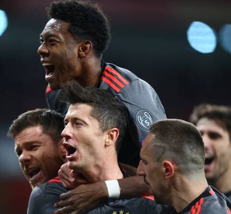 Fußball, CL, FC Arsenal - Bayern München March 7, 2017 - London, England, England - Robert Lewandowski of FC Bayern Munich celebrates his goal during UEFA Champions League - Round 16 - 2nd Leg match between Arsenal and Bayern Munich at The Emirates , London 07 Mar 2017 Arsenal FC v FC Bayern Muenchen - UEFA Champions League Round of 16: Second Leg  - ZUMAn230 20170307_zaa_n230_322 Copyright: xKieranxGalvinx