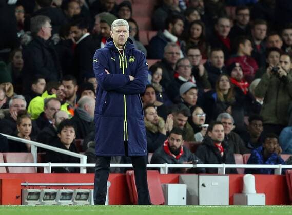 Arsenal s Arsene Wenger looks on dejected during the Champions League Round of 16 match at the Emirates Stadium, London. Picture date March 7th, 2017 Pic David Klein Sportimage EDITORIAL USE ONLY. No use with unauthorised audio, video, data, fixture lists, club league logos or live services. Online in-match use limited to 120 images, no video emulation. No use in betting, games or single club league player publications.