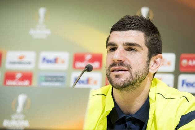 Gent s Stefan Mitrovic pictured during a press conference PK Pressekonferenz of Belgian soccer team KAA Gent, Wednesday 08 March 2017, in Gent. Tomorrow Gent is playing a first-leg game of 1 8 finals of the Europa League competition against Belgian club KRC Genk. JASPERxJACOBS  x05060723x