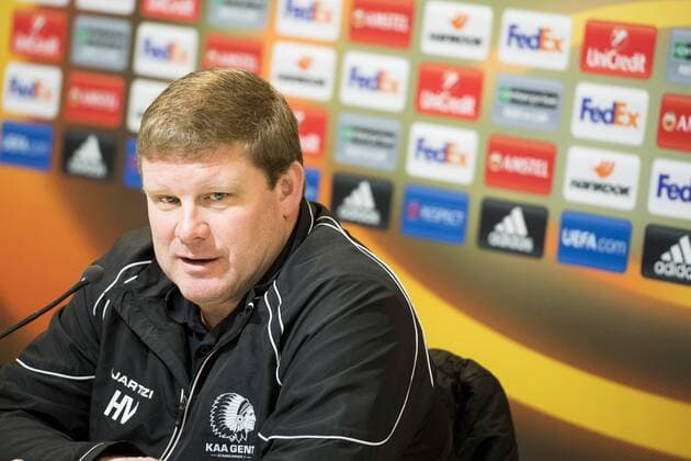 Gent s head coach Hein Vanhaezebrouck pictured during a press conference PK Pressekonferenz of Belgian soccer team KAA Gent, Wednesday 08 March 2017, in Gent. Tomorrow Gent is playing a first-leg game of 1 8 finals of the Europa League competition against Belgian club KRC Genk. JASPERxJACOBS  x05060731x