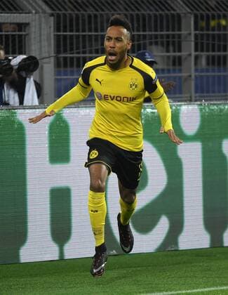 08.03.2017, Fussball, UEFA Champions League, Saison 2016 2017, Achtelfinale, Borussia Dortmund - Benfica Lissabon, Jubel Pierre-Emerick Aubameyang, Pierre Emerick Aubameyang (Borussia Dortmund)
