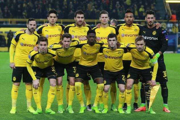 08.03.2017, xkvx, Fussball Champions League, Borussia Dortmund - Benfica Lissabon, emspor, v.l. Aufstellung Borussia Dortund Dortmund
