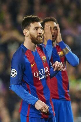 FC Barcelona Barca s Argentinian striker Leo Messi reacts during the UEFA Champions league second leg round of 16 match between FC Barcelona and Paris Saint-Germain at Camp Nou stadium in Barcelona, Catalonia, Spain, 08 March 2017. FC BARCELONA VS. PARIS SAINT-GERMAIN !ACHTUNG: NUR REDAKTIONELLE NUTZUNG!  Copyright: xAlejandroxGarcíax BCN001 20170308-636246048874921597