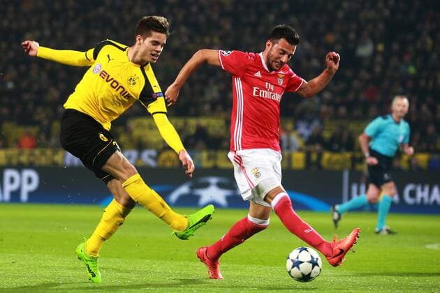 08.03.2017, xkvx, Fussball Champions League, Borussia Dortmund - Benfica Lissabon, emspor, v.l. Julian Weigl (BVB Borussia Dortmund), Andreas Samaris (Benfica Lissabon) Dortmund
