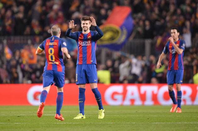 03 GERARD PIQUE (bar) - Jubel - Fussball, Champions League, FC Barcelona vs. Paris Saint Germain PSG - 08 03 2017 AnthonyBIBARD FEP Panoramic 
