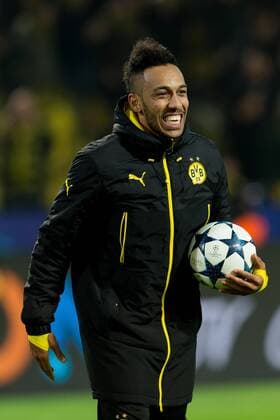 Dortmund, Germany 08.03.2017, UEFA Champions League - 2016 17 Season, Round of 16, Second leg, BV Borussia Dortmund - Benfica Lissabon, Pierre-Emerick Aubameyang (BVB) nach dem 4:0 sieg mit dem ball ( DeFodi001