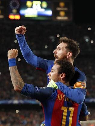 (L-R) Neymar of FC Barcelona Barca Lionel Messi of FC Barcelonaduring the UEFA Champions League round of 16 match between FC Barcelona and Paris Saint Germain on March 08, 2017 at the Camp Nou stadium in Barcelona, Spain. FC Barcelona v Paris Saint Germain UEFA Champions League 2016 2017 xVIxxIVx 7286388