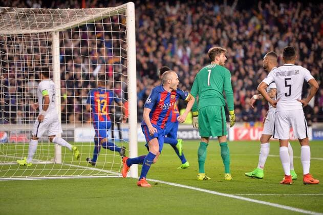 08 ANDRES INIESTA (bar) - Jubel Fußball: FC Barcelona vs Paris St. Germain (PSG) - Champions League - 08 03 2017 AnthonyBIBARD FEP Panoramic 