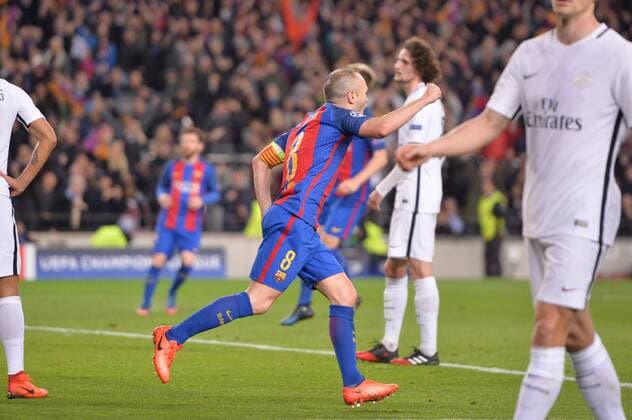 08 ANDRES INIESTA (bar) - Jubel Fußball: FC Barcelona vs Paris St. Germain (PSG) - Champions League - 08 03 2017 AnthonyBIBARD FEP Panoramic 
