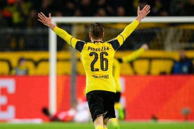 GER, UEFA CL, Borussia Dortmund (GER) vsÊBenfica Lissabon (POR) 08.03.2017, Signal Iduna Park, Dortmund, Achtelfinale Rueckspiel, GER, UEFA CL, Borussia Dortmund (GER) vsÊBenfica Lissabon (POR), im Bild Jubel Lukasz Piszczek ( 26 Dortmund) Foto © nordphoto Kurth nordphotox xKurth