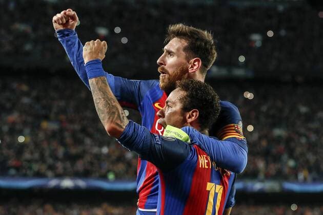 Fußball, CL, FC Barcelona - Paris St. Germain (L-R) Lionel Messi of FC Barcelona Barca Neymar of FC Barcelonaduring the UEFA Champions League round of 16 match between FC Barcelona and Paris Saint Germain on March 08, 2017 at the Camp Nou stadium in Barcelona, Spain. FC Barcelona v Paris Saint Germain UEFA Champions League 2016 2017 xVIxxIVx 7286682