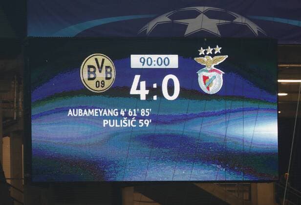 Mittwoch 08.03.2017, Saison 2016 2017, UEFA Champions League, Achtelfinale Rückspiel im Signal Iduna Park, BVB 09 Borussia Dortmund - Benfica Lissabon, Endergebnis auf der Anzeigentafel: 4-0