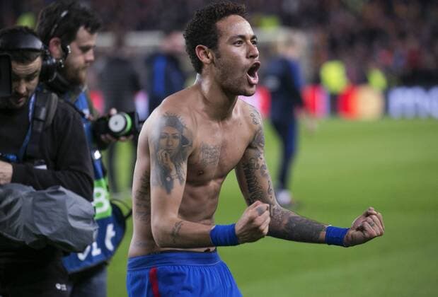Fußball, CL, FC Barcelona - Paris St. Germain March 8, 2017 - Barcelona, Spain - Neymar Jr. celebration at the end of the UEFA Champions League match between F.C. Barcelona v PSG, in Barcelona, on march 08, 2017. FC Barcelona Barca v Paris Saint-Germain - UEFA Champions League Round of 16: Second Leg  - ZUMAn230 20170308_zaa_n230_559 Copyright: xJoanxVallsx