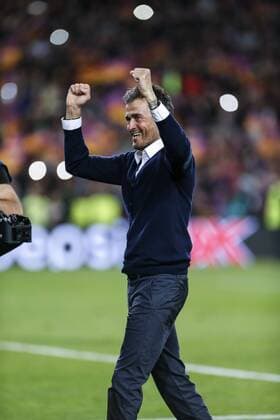 Fußball, CL, FC Barcelona - Paris St. Germain SPAIN - Mar, 8th: Luis Enrique celebrates the victory during the match between FC Barcelona Barca - Paris Saint Germain, for the round of 16 of the Champions League, played at Camp Nou Stadium on 8th March 2016 in Barcelona, Spain. (Credit: Mikel Trigueros Urbanandsport Cordon Press)  xCordonxPressx xSPAINx-xFCxBarcelonax-xParisxSaintxGermainx-xxChampionsxLeaguex-x2016 17x