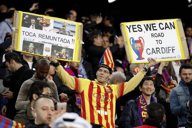 Fußball, CL, FC Barcelona - Paris St. Germain FAN FC Barcelona Barca Champions League Saison 2016-2017 Spiel Achtelfinale Rueckspiel FC Barcelona - Paris Saint Germain 6 : 1 am 008.03. 2017 im Camp Nou in Barcelona 