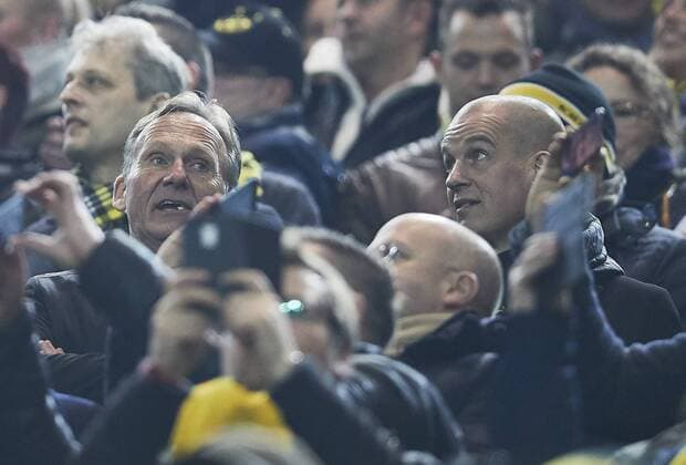 Hans-Joachim Watzke, Geschaeftsfuehrer und BVB-Boss links BORUSSIA DORTMUND - BENFICA LISSABON 4-0 Fussball UEFA Champions League, Achtelfinale Gruppenphase,in Dortmund, 08.03.2017 CL Saison 2016 2017, BVB
