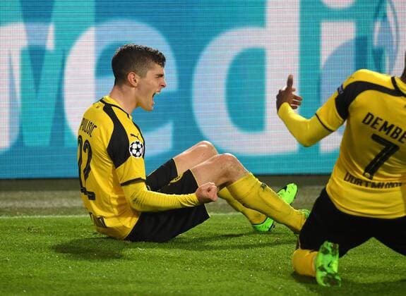 08.03.2017, Fussball, UEFA Champions League, Saison 2016 2017, Achtelfinale, Borussia Dortmund - Benfica Lissabon 4:0, Jubel Christian Pulisic (Borussia Dortmund)