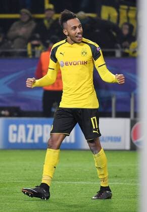 08.03.2017, Fussball, UEFA Champions League, Saison 2016 2017, Achtelfinale, Borussia Dortmund - Benfica Lissabon 4:0, Jubel Pierre-Emerick Aubameyang, Pierre Emerick Aubameyang (Borussia Dortmund)