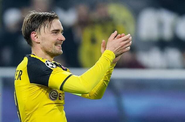 Dortmund, Germany 08.03.2017, UEFA Champions League - 2016 17 Season, Round of 16, Second leg, BV Borussia Dortmund - Benfica Lissabon, Marcel Schmelzer (BVB) schlussjubel ( DeFodi048