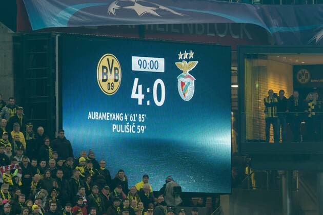 Dortmund, Germany 08.03.2017, UEFA Champions League - 2016 17 Season, Round of 16, Second leg, BV Borussia Dortmund - Benfica Lissabon, 4:0, Anzeigetafel ( DeFodi001