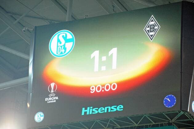 GER, UEFA EL, FC Schalke 04 (GER) vs Bor. Moenchengladbach (GER) 09.03.2017, Veltins-Arena, Gelsenkirchen, GER, UEFA EL, FC Schalke 04 (GER) vs Bor. Moenchengladbach (GER), im Bild Endstand Anzeigetafel Feature Foto © nordphoto Treese nordphotoxTreese