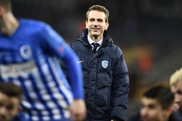 Genk s head coach Albert Stuivenberg pictured after a soccer game between Belgian teams KAA Gent and KRC Genk, Thursday 09 March 2017 in Gent, the first leg of the 1 8 finals of the Europa League competition. YORICKxJANSENS  x05062120x