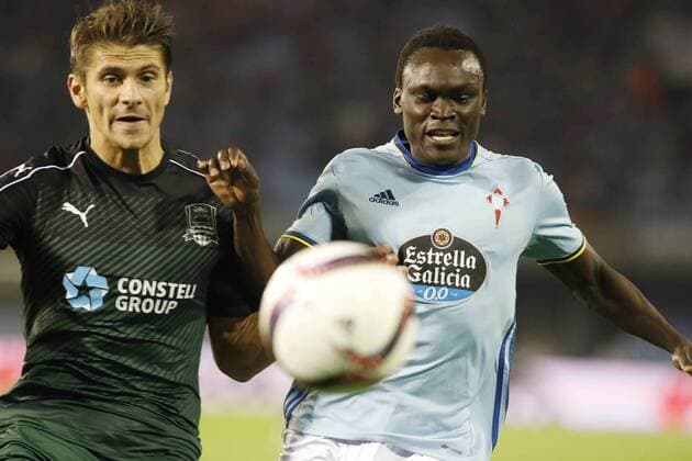 Martynovich, Sisto. 1 8 first leg match of Europa League between Celta Vigo and FK Krasnodar. In this picture, Martynovich and Sisto. xJORGExLANDINx 