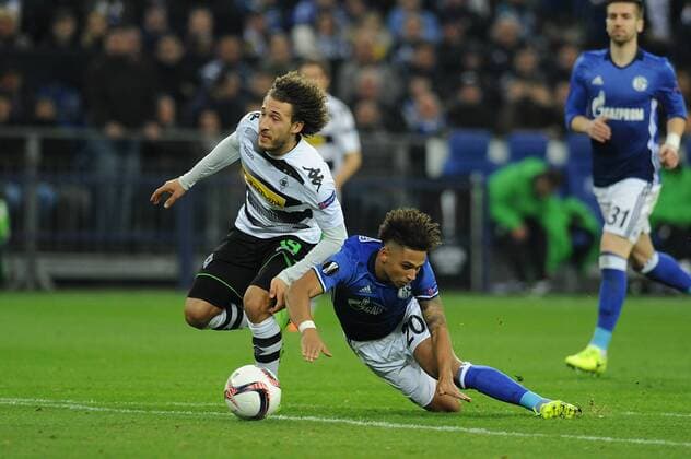 Thilo Kehrer ( rechts Schalke 04 ) im Zweikampf mit Fabian Johnson ( links Borussia Moenchengladbach ) 09.03.2017 --- Fussball --- Europaleague --- Schalke 04 vs Borussia Moenchengladbach Gelsenkirchen Copyright: xThienel Eibner-Pressefotox EP_TTL