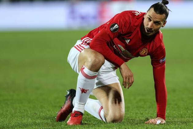 March 9, 2017 - Rostov-On-Don, Russia - Zlatan Ibrahimovic (L) of FC Manchester United ManU vie for the ball during the UEFA Europa League Round of 16, first leg between FC Manchester United and FC Rostov, at Olimp 2 Stadium in Rostov-on-Don, Russia on March 9, 2017. FK Rostov v Manchester United - UEFA Europa League Round of 16: First Leg  - ZUMAn230 20170309_zaa_n230_266 Copyright: xIgorxRussakx