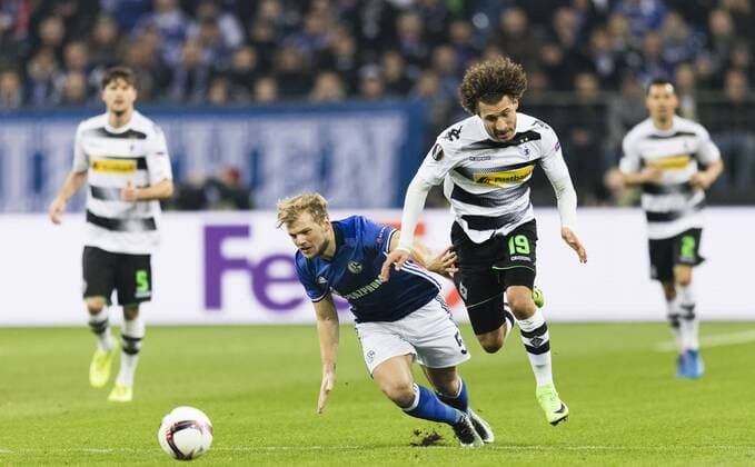 Gelsenkirchen, 09.03.2017 Johannes Geis (S04), Fabian Johnson (BMG) FC Schalke 04 - Borussia Mönchengladbach