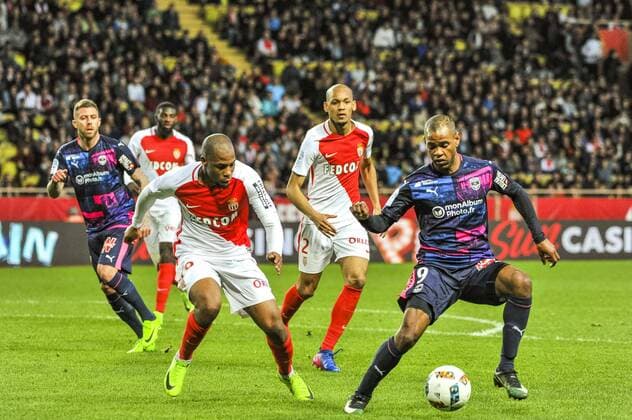 Djibril Sidibe (AS Monaco) - Diego Rolan (Bordeaux) FOOTBALL : AS Monaco vs Girondins de Bordeaux - Ligue 1 - 11 03 2017 NorbertScanella Panoramic 